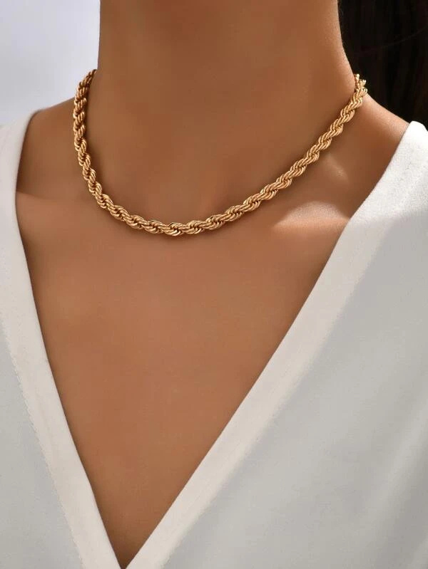 Colar De Corrente Minimalista Dourado ou Prata